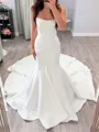 Luxurious Mermaid Straight Cathedral Train Satin Wedding Dress