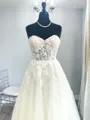 Captivating A-Line Sweetheart Appliques Lace Chapel Train Tulle Corset Wedding Dress
