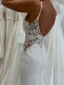 Aristocratic Sheath Spaghetti Straps Appliques Lace Cathedral Train Charmeuse Corset Wedding Dress