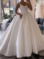 Unique Ball-Gown Scoop Floor-Length Satin Corset Wedding Dress