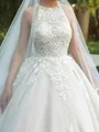 Perfect Ball-Gown Illusion Appliques Lace Cathedral Train Tulle Wedding Dress