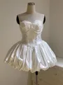 Charming Ball-Gown Straight Appliques Lace Short/Mini Satin Corset Wedding Dress