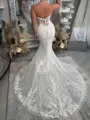Splendid Mermaid Sweetheart Appliques Lace Cathedral Train Tulle Corset Wedding Dress