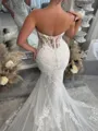 Splendid Mermaid Sweetheart Appliques Lace Cathedral Train Tulle Corset Wedding Dress