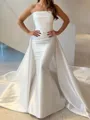Luxurious Mermaid Straight Pleated Cathedral Train Satin Corset Wedding Dress