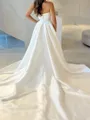 Luxurious Mermaid Straight Pleated Cathedral Train Satin Corset Wedding Dress