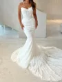 Magnificent Mermaid Straight Appliques Lace Cathedral Train Lace Wedding Dress
