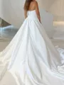 Extravagant A-Line Straight Pleated Cathedral Train Satin Corset Wedding Dress