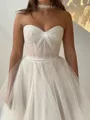 Unforgettable A-Line Sweetheart Pleated Sweep Train Tulle Corset Wedding Dress