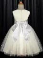 A-line Princess Scoop Sleeveless Ankle-Length Tulle Playful Flower Girl Dress With Hand-Made Flower