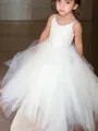 Ball-Gown Princess Jewel Dreamy Sleeveless Floor-Length Tulle Flower Girl Dress With Lace