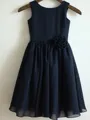 A-line Scoop Precious Sleeveless Tea-Length Chiffon Flower Girl Dress With Hand-Made Flower