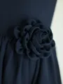 A-line Scoop Precious Sleeveless Tea-Length Chiffon Flower Girl Dress With Hand-Made Flower