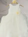 Sparkling Ball-Gown Scoop Sleeveless Floor-Length Organza Flower Girl Dress With Hand-Made Flower
