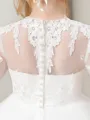 Ball-Gown Princess Scoop 3/4 Sleeves Floor-Length Tulle Whimsical Flower Girl Dress