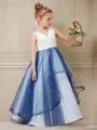 Ball-Gown Princess Celebratory V-neck Sleeveless Floor-Length Tulle Flower Girl Dress