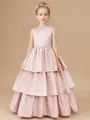Adorable A-Line Scoop Bowknot Floor-Length Satin Flower Girl Dress