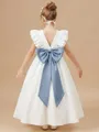 Charming A-Line Scoop Bowknot Ankle-Length Taffeta Flower Girl Dress