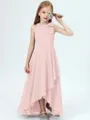 Sweet A-Line Scoop Bowknot Asymmetrical Chiffon Flower Girl Dress