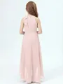 Sweet A-Line Scoop Bowknot Asymmetrical Chiffon Flower Girl Dress