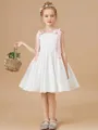 Innocent A-Line Scoop Bowknot Knee-Length Satin Flower Girl Dress