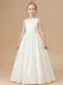 Lovely A-Line Scoop Bowknot Floor-Length Satin Flower Girl Dress