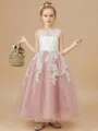 Graceful A-Line Scoop Applique Floor-Length Tulle Flower Girl Dress