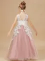 Graceful A-Line Scoop Applique Floor-Length Tulle Flower Girl Dress