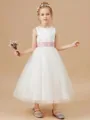 Fairy-tale A-Line Scoop Bowknot Ankle-Length Tulle Flower Girl Dress