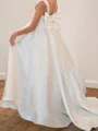 Celebratory A-Line Scoop Bowknot Sweep Train Satin Flower Girl Dress