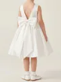 Adorable A-Line Scoop Bowknot Knee-Length Satin Flower Girl Dress