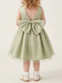 Charming A-Line Scoop Bowknot Knee-Length Tulle Flower Girl Dress