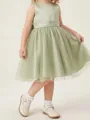 Charming A-Line Scoop Bowknot Knee-Length Tulle Flower Girl Dress