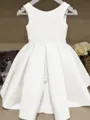 Angelic A-Line Scoop Bowknot Floor-Length Satin Flower Girl Dress