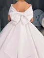 Lovely Ball-Gown Off-the-Shoulder Bowknot Court Train Satin Flower Girl Dress
