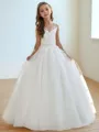 Enchanting Ball-Gown Sweetheart Lace Sweep Train Tulle Flower Girl Dress
