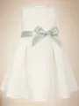 Dreamy A-Line Scoop Bowknot Knee-Length Satin Flower Girl Dress