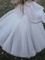 Adorable A-Line Scoop Long Sleeves Bowknot Ankle-Length Tulle Flower Girl Dress