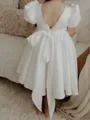 Delightful A-Line Scoop Short Sleeves Bowknot Knee-Length Taffeta Flower Girl Dress