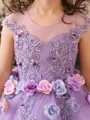 Fairy-tale A-Line Scoop Bowknot Floor-Length Tulle Flower Girl Dress