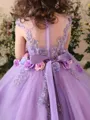 Fairy-tale A-Line Scoop Bowknot Floor-Length Tulle Flower Girl Dress