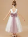 Joyful A-Line Scoop Bowknot Ankle-Length Tulle Flower Girl Dress