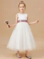 Joyful A-Line Scoop Bowknot Ankle-Length Tulle Flower Girl Dress