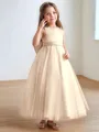 Sparkling A-Line Scoop Beading Ankle-Length Tulle Flower Girl Dress