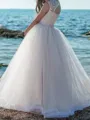 Celebratory A-Line Scoop Lace Floor-Length Tulle Flower Girl Dress