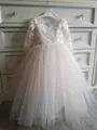 Lovely A-Line Scoop Long Sleeves Applique Floor-Length Tulle Flower Girl Dress