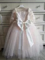 Lovely A-Line Scoop Long Sleeves Applique Floor-Length Tulle Flower Girl Dress