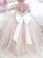 Lovely A-Line Scoop Long Sleeves Applique Floor-Length Tulle Flower Girl Dress