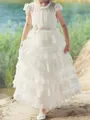 Petite A-Line Scoop Flower Ankle-Length Tulle Flower Girl Dress
