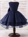 Playful A-Line Scoop Bowknot Tea-Length Organza Flower Girl Dress
